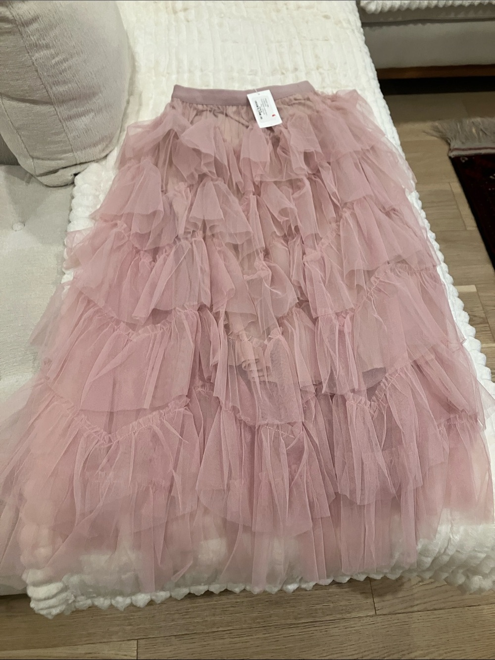 Pinkyotto Dusty Pink Layered Tulle Midi Skirt